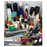 Various toiletries, some partial some full