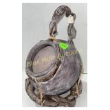 Clay pot w/twig handle & stand-15'tall