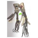 2 Native American rattles signed-10'long