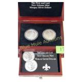 Silver Morgan Dollars-1879-O, 1904-0 in case