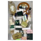 Assorted fragrant items & mirror