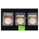 3 Silver Morgan Dollars-2017 Trump,2017 & 16 PCGS