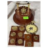 9 Bicentennial coins, damaged display
