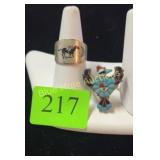 Navajo jockey ring size 10 & Zuni ring 6.50