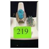 Sterling & turquoise ring size 10.5 & 6