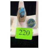Sterling  & turquoise ring size 11 & 7