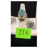 Sterling & turquoise ring size 11 & 7