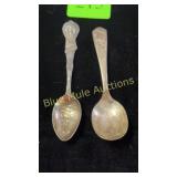 2 baby spoons 1 sterling, 1 silver plate