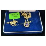 Horse head necklace & jockey pendant
