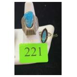 Sterling & turquoise ring size 10 & 7.5