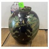 Painted vase w/2 birds signed