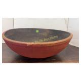 Lg red wooden bowl-22'diameter