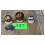 3 slag glass marbles