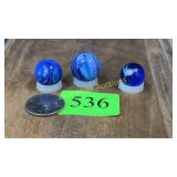 3 slag glass marbles