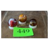 3 Akro Agate slag glass marbles
