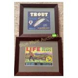 2 framed fishing advertising-19x15, 15x17