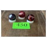 3 Akro Agate slag  glass marbles