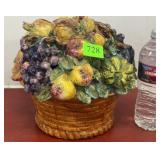 Majolica ceramic fruit basket some damage
