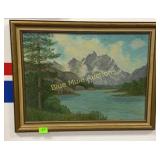 1920 Tetons & Snake River oil on board by C.A.