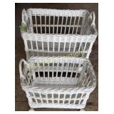 2 wicker rolling baskets-