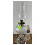 EAPG frosted oil lamp w/chimney