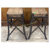 2 matching wood & iron stools-21'tall,10x10 seat