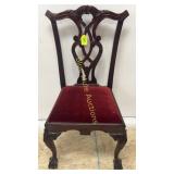 Upholstered & wood side chair w/claw feet-41'tall