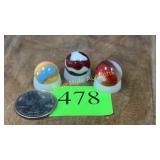 3 Akro Agate marbles