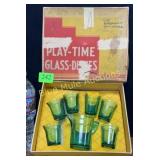 Vintage in box  Akro Agate Play Time Glass Dishes-