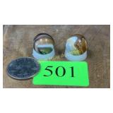 2 slag glass marbles