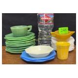 Vintage Akro Agate octagon kids dishes-