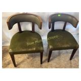 2 matching green cowhide & oak chairs-very unique-