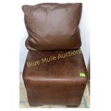 Leather ottoman-17'tall,20x20 & pillow