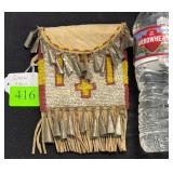 Beaded bag w/tinklers-Sinew sewn