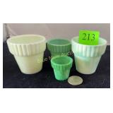 4 Akro Agate slag glass mini planters