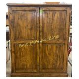 Heavy entertainment center-brass knobs, doors