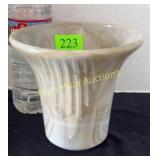 Akro Agate slag glass brown flower pot