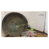 Antique hammered copper long handle pan