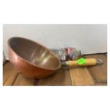 Brass, copper, wood rd bottom pan -Atlas Metal