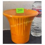 Akro Agate orange slag glass flower pot