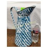 Vintage blue & white enamelware pitcher