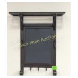 Metal hanging chalk board w/hooks & shelf-