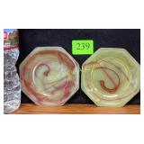 2-Akro Agate oxblood & lemonade plates