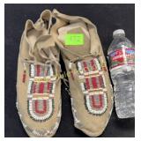 Crow beaded moccasins 1940 sinew sewn