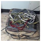 7 saddle pads, 3 halters, 1 whip