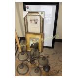 Photo frames, pictures, hanging chandelier