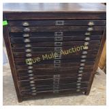 Antique printer case w/18 printer drawers-