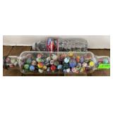 Vintage glass rolling pin w/marbles