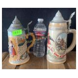 German stein damaged, Budweiser stein