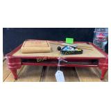 1920s table top pool game w/ques balls & triangle